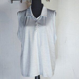 Izod Golf Gray Heather Sleeveless Snap Up Neckline Poly Collared Tank Top Sz XXL